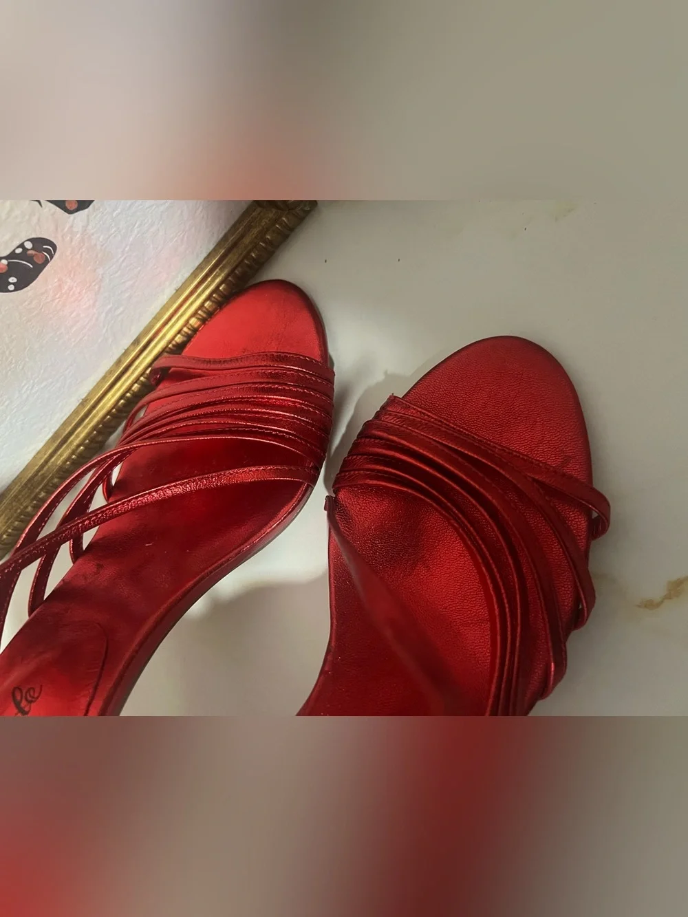 Free People Metallic Red Strappy High Heel Sandals